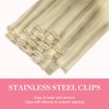 GOO GOO Clip in Hair Extensions Real Human Hair, 14inch 120g 7Pcs, 17/22/60 Balayage Ash Blonde to Golden Blonde and Platinum Blonde, Remy Human Hair Extensions Clip ins for Women, Natural Human Hair