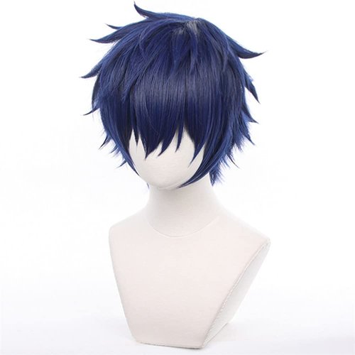 Mystylecos Ensemble Stars Sazanami Jun Navy Blue Short Hair with Free Wig Cap Halloween Party Cosplay Wig