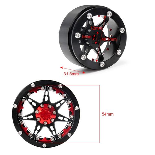 QUE-T 2.2" Metal Beadlock Wheel Rims Set for RC 1/10 Crawler TRX4 SCX10 90046 Pack of 4
