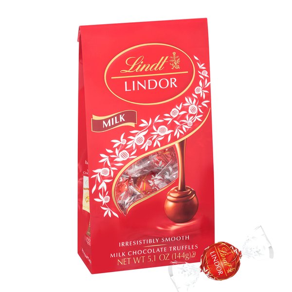 Lindt LINDOR Milk Chocolate Truffles, 5.1 oz. Bag, Pack of 6