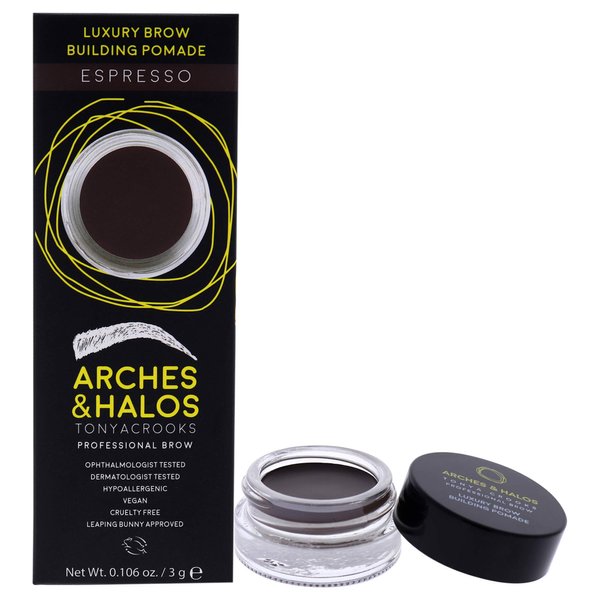 Arches & Halos Luxury Brow Building Pomade - Eyebrow Gel Cream Tint - Fill, Sculpt and Define Brows - Vegan and Cruelty Free Makeup - Espresso, 0.1 oz