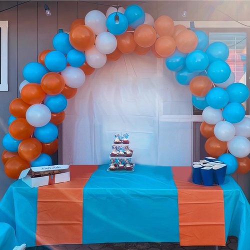 Blue and Orange Balloons, Blue and Orange White Balloons, Retro Turquoise Blue Teal Bule Orange White Balloons for Boys Man Kids Outer Space Theme Party Birthday Baby Shower Gender Revea Wedding Decor