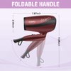CONFU Compact Hair Dryer, 1600W Ceramic Tourmaline, Travel Hair Dryer with Folding Handle, Lightweight Blow Dryer for Fast Drying (Red Brown