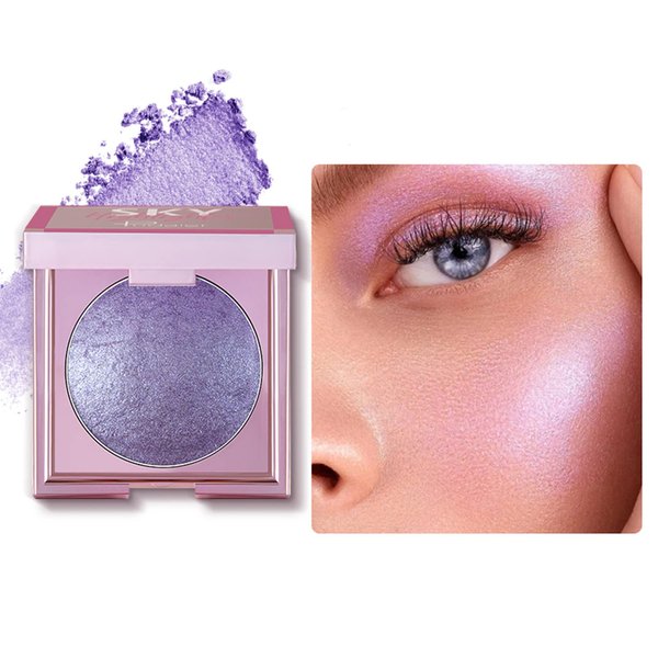 MAEPEOR Face Highlighter 8 Colors Smooth Shimmer Highlighter Palette Longlasting Shiny Face Illuminator Highlighter Makeup (08 Purple)