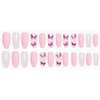 Aimimier 24Pcs Ballerina False Nails with Design Pink Butterfly Coffin Nails with Gluetabs Gradient Fingernails for Women and Girls (Style 3)