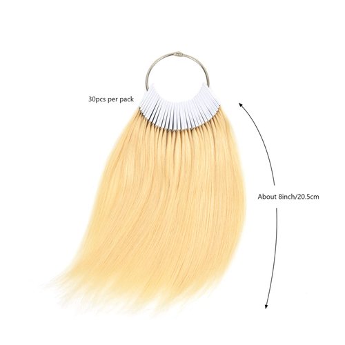 30 pcs 8 Inch Human Hair Swatches Testing Color Samples Rings for Salon Hair Color Chart (Blonde)