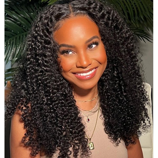 ALLRUN 4x4 Curly Wigs Human Hair Pre Plucked Glueless Kinky Curly Wig Wear N Go Closure Wigs Human Hair For Black Women 180% Density Lace Closure Wig 22 Inch