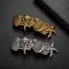 TEAMER Rhinestone Oak Leaf Hair Clip Ocean Shell Starfish Hand Crafted Vintage Metal Barrettes French Hairpin Hair Accessories for Women (Ocean Shell Starfish - Silver)