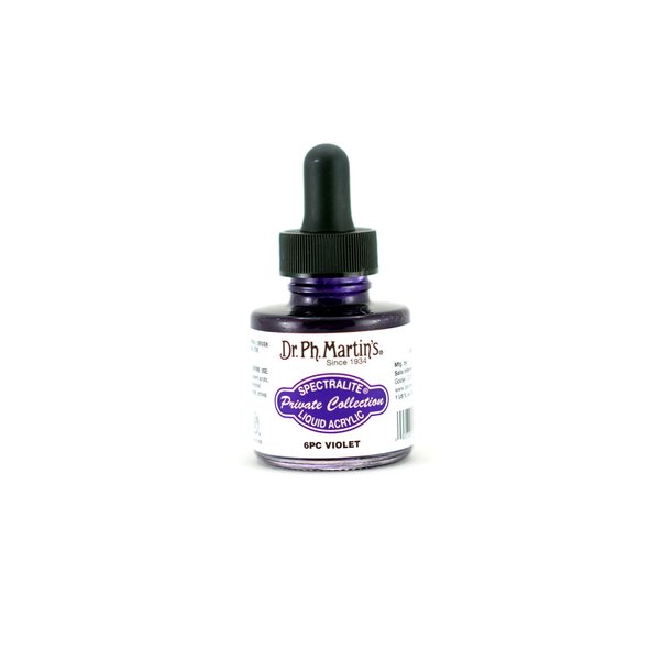 Dr. Ph. Martin's Spectralite Private Collection Liquid Acrylics (6PC) Arcylic Paint Bottle, 1.0 oz, Violet