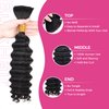 Lashey Human Braiding Hair Deep Wave Bulk Human Hair for Braiding 100% Virgin Hair Bulk No Weft Human Hair Extensions For Boho Braids Knotless Box Braid 100g One Bundle/Pack Natural Black 20 Inch