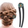 U Shape Wooden Hair Sticks, Ebony Sandalwood French Hair Forks, Hairpin with Double Fish Koi, Hair Sticks for Thick, Long Hair, for Women Chignon Bun Updo Hairstyle