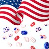 24Pcs Independence Day Press on Nails Short Star False Nails 4th of July Glue on Nails Five-pointed Star Designs Red White Blue Glossy Reusable Natural Fit Full Cover Stick on Nails for Women Manicure