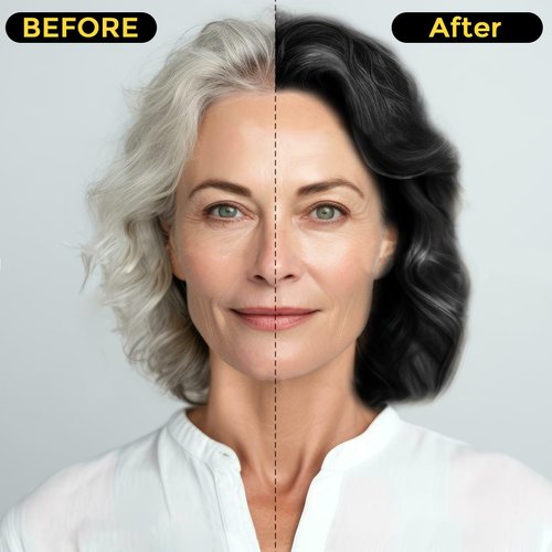 Black Hair Dye Shampoo 3 in 1, Herbal Shampoo Hair Dye for Women Men, Grey Coverage Shampoo 500ml (Black)