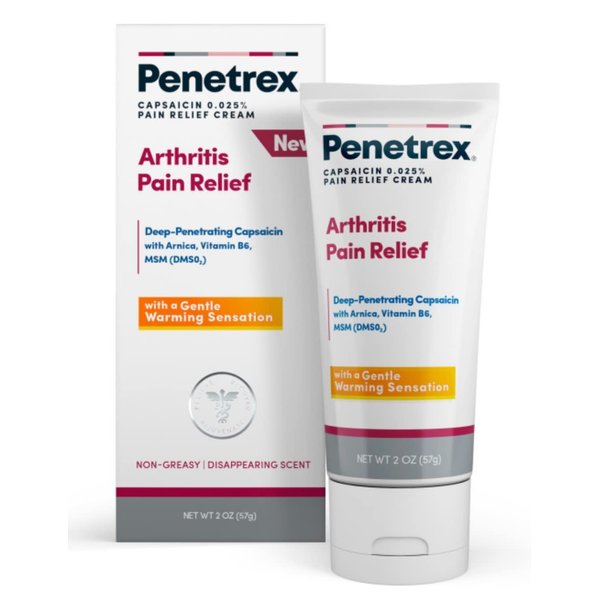 Penetrex Warming Pain Relief Cream – Deep Penetrating Capsaicin with Arnica, Vitamin B6 & MSM(DMSO2) – Apply to Hands, Wrists, Feet, Knees, Elbows and Other Affected Areas, 2 oz