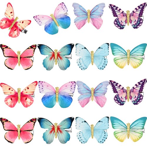 Gejoy 16 Pieces Glitter Butterfly Hair Clips for Girls Butterfly Glitter Barrette for Women Teens Hair Accessories