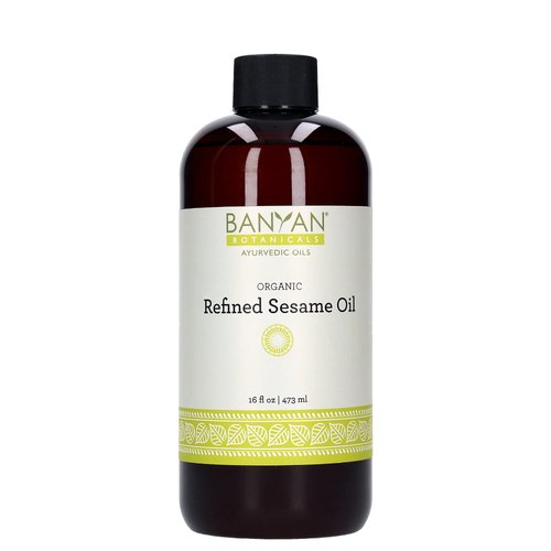 Banyan Botanicals Refined Sesame Oil - USDA Organic, 16 oz - Unscented Traditional Ayurvedic Oil for Massage