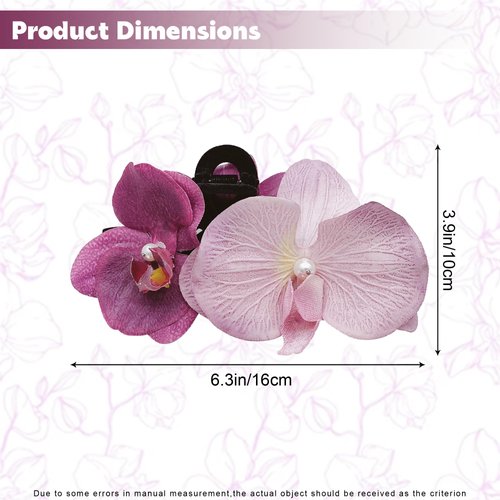 Orchid Hair Clip Butterfly Orchid Hair Claw Clip for Women - Hawaiian Flower Hair Clips Orchid Hair Clips For Women - Womens Floral Hair Claw Clips - Stylish Floral Hair Accessories (Pink-Purple)