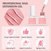 SAVILAND 10ML Builder Nail Gel in A Bottle: 6 Colors 5-in-1 Sheer Pink Gel Builder Set Nail Strengthener Extension Gel Kit Hard Gel for Nails Thickening & Repair, as Gift for Women