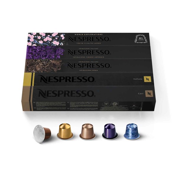 Nespresso Capsules OriginalLine, Variety Pack, Mild, Medium, Dark Roast Espresso Coffee, 50 Count Espresso Coffee Pods, Brews 1.35 oz