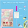 Tyuimhx 24Pcs Duck Nails Press on Pink Wide French Tip Fake Nails With Rhinestones Designs Full Cover Duck Feet Nail Tip Acrylic Duck False Nails Stick on Nails for Women Girls