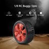Rchobbytop 4pcs 1/8 Buggy 17mm Wheels and Tires with Hex Adapter and Nuts Wrench, OD 114mm Tyre for Off Road RC Car Arrma Typhon Traxxas Redcat HPI Redcat Hobao Xray TLR Tekno HSP 94762 94081, Red