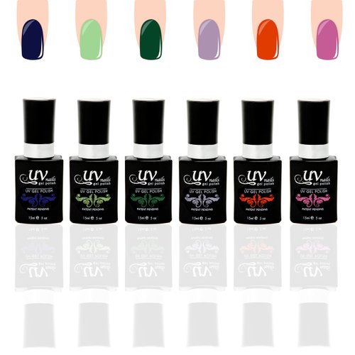 UV-NAILS Gel nail polish cure with UV or LED nail lamp gel polish for nails Set of 6 (MELBOURNE)