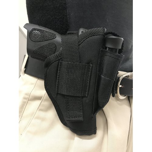 Nylon Gun Holster fits S&W Smith & Wesson M&P 380 Shield EZ Gun Slinger Holster Black Nylon Ambidextrous Use Left or Right Hand Built in Magazine Holder Adjustable Retention Strap