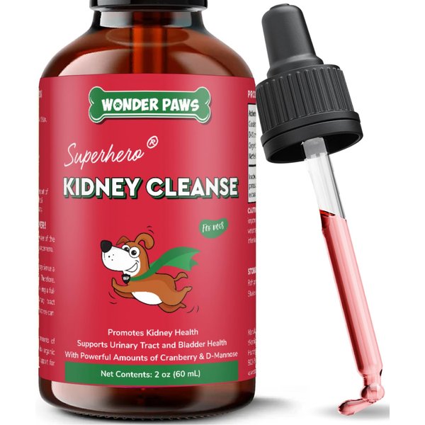 Wonder Paws Premium Kidney Support for Dogs – Cranberry Supplement for Dogs – Dog UTI Treatment – Supports Bladder, Detox, Urinary & Kidney Health – Liquid Kidney Supplement for Dogs 2 oz (60ml)