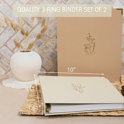 Aesthetic 3 Ring Binder Set of 2 - Sturdy 1 Inch Fits Letter Sized Paper A Cute Three for Women or Men with Pocket Easily Organizes Your Paperwork School, Office Work