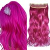 iLUU Hot Pink Cosplay Wedding Synthetic Hair Clip in Long Curly Extensions 100g 24" Wavy Thick Hairpiece Hair Extensions 5 Clips on Synthetic Hair Extension for Party