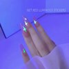 8PCS Luminous Nail Stickers,3D Self-Adhesive Fluorescence Flame Cloud Rainbow Nail Stickers Decals Glow in The Dark for Halloween Nail Art DIY Decoration