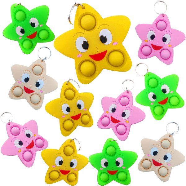 Bulk 24 Packs Christmas Mini pop Sensory Fidget Gifts for Holiday Kids Wish Party Favors Supplies and Classroom Students Prize (24 Stars)