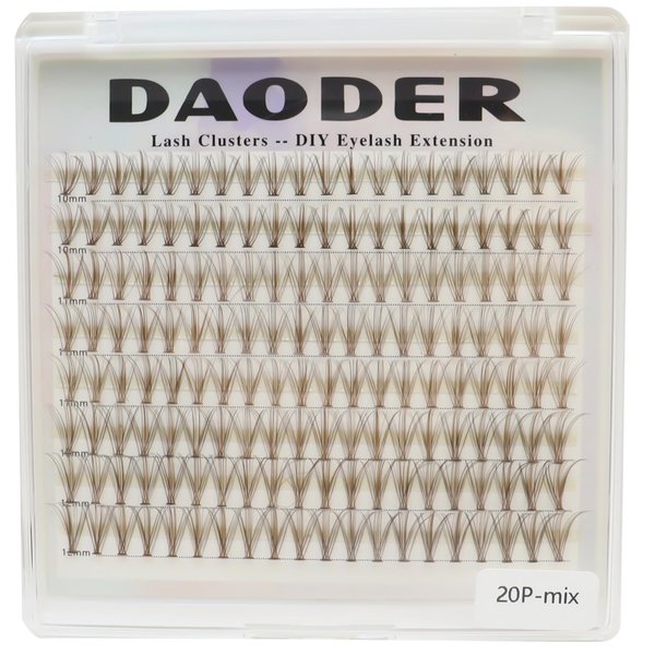 Brown Lash Clusters 160pcs Short Eyelash Extension Natural Look D Curl Individual Lashes 10-12mm Mixed Wispy DIY Lash Extensions Clusters by DAODER(20D-Caramel-D-10-12mm)