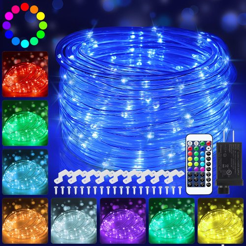 OMIKA 120 LED Rope Lights Plug in, 40ft 16 Colors Changing Outdoor String Lights Waterproof Fairy Lights with Remote Timer Twinkle Lights for Wedding Garden Patio Party Indoor Outdoor Decor(132 Modes)