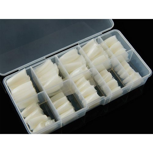 French Acrylic False Nail Tips, 500PCS Fake Nail Shape Artificial False Nails Tips 10 Sizes with Case for Nail Art Salons (Natural)