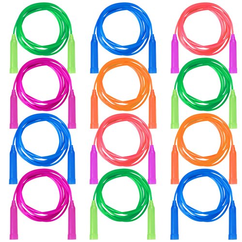 Aneco 12 Pack Kids Jump Rope Set Colorful Outdoor Jump Ropes 7.3 Feet Jumping Ropes for Kids Great Birthday Party Sports Activities Favors Gift