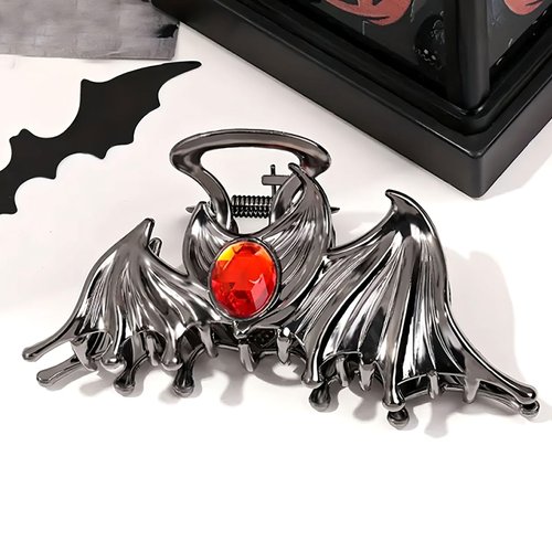 Vsdski Halloween Hair Clips Metal Black Hair Claw Clips Bat Ruby Claw Clips for Thick Thin Hair Jaw Clips Strong Holds Non-Slip Hair Barrettes Exquisite Hairpin Halloween Hair Accessories for Women