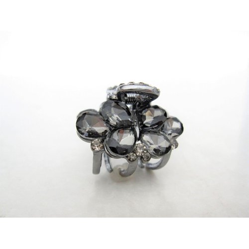 Generic Small mini silver metal gray butterfly crystal hair claw clip for thick hair