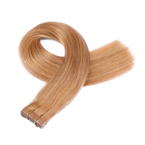 24" Tape ins Human Hair Extensions 70grams/20pcs Medium Golden Brown Silky Straight Seamless Invisible Tape in Extensions for Fullness & Thickness
