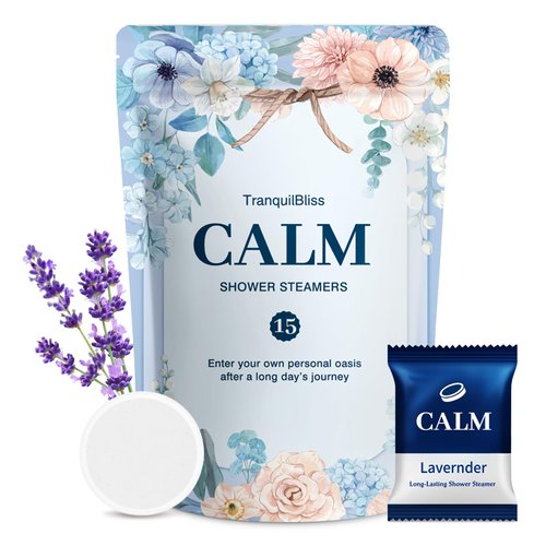 TranquilBliss Shower Steamers-15 Pack Shower Bombs with Lavender Scent, Self-Care Gifts for Women Who Have Everything, Relaxation Birthday Gifts for Women, Valentines Day Gifts for Her
