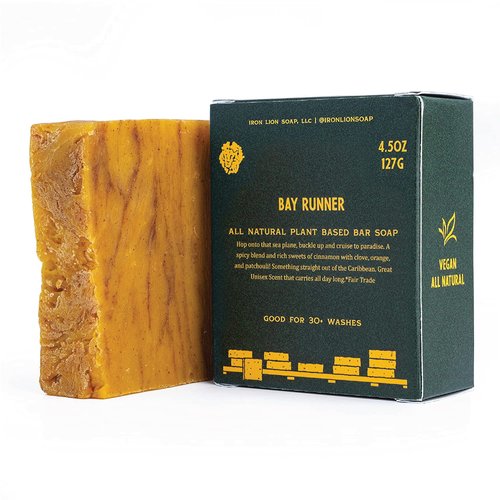 Iron Lion Soap - Bay Runner Organic Soap Bar - Made in USA - Plant Based, Vegan, Cold Process Handmade Soap - Moisturizing Bath Soaps for All Skin Types