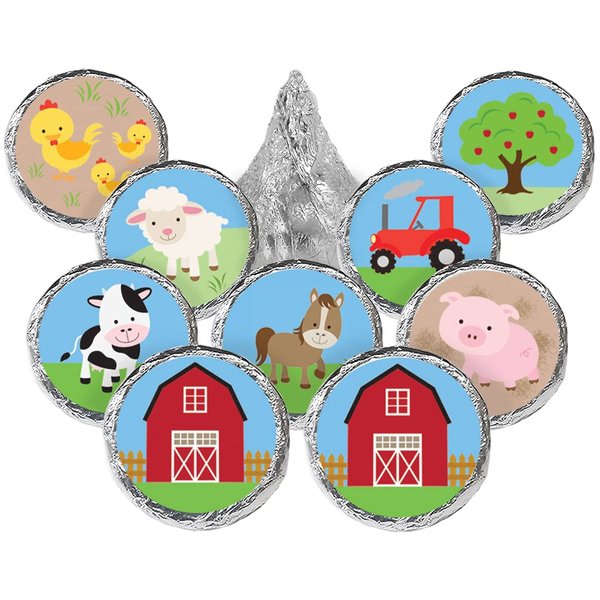 Barnyard Farm Animals Party Favor Stickers - 180 Labels