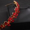 Teyglen Crystal Wedding Hair Crown Bridal Red Rhinestone Tiara Headband Full Blue Black Pink Hair Pieces Handmade Rhinestone Headpieces Hair Accessories for Women Girl Party Prom Birthday (Red)
