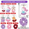 Valentines Day Gifts for Kids 18 Cards with Scrunchie Party Favors for Children. Valentine's Girls Friend Goodie Bag Stuffers, School Class Exchange Bulk Prizes