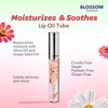 Blossom Moisturizing and Hydrating Shimmer Sparkle Lip Oil with Olive Oil + Grape Seed Oil, Infused with Real Flowers, 3g, Watermelon