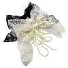 Sovenny 3 Pieces Lace Bow Pearl Chain Hair Clips Flower Embroidery Non Slip Hair Bow Barrettes for Women and Girls (White, Beige, Black)