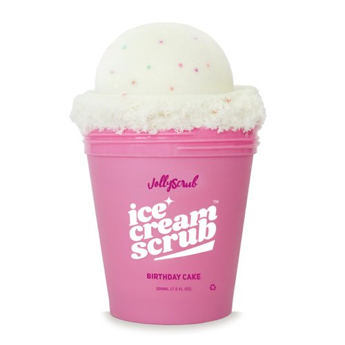 Ice Cream Scrub - Clean Moisturizing Sugar Scrub w/Whipped Shea Butter & Nourishing Oils – Birthday Cake Scent – Fights Dry Skin & Creates Long Lasting Hydration - 200ml by JollyScrub