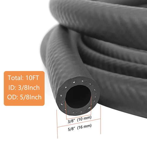 Fuel Line 3/8 Inch ID NBR Fuel Line Hose 6AN Push on Hose for Small Engine 10 Feet