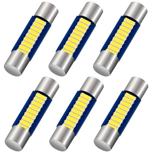 Anourney 6PCS 28mm 29mm 6614F Festoon LED Car Bulb, Extremely Bright 9-SMD 4014 chips 6641 6612F LED Bulb, Fit for Vanity Mirror Lights and Sun Visor Lights, 6000k White