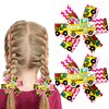 Back to School Hair Clips Yellow Bus Alligator Clips Pink Wave Stripes Hair Clip Design Pencil Ruler Bow Hairgrips First Day Of School Party Hair Accessories for Woman Girl Students 2Pcs (bus)